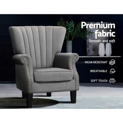 Artiss Armchair Wingback Grey Andrew - Cosy Abode