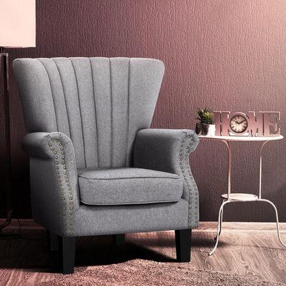 Artiss Armchair Wingback Grey Andrew - Cosy Abode