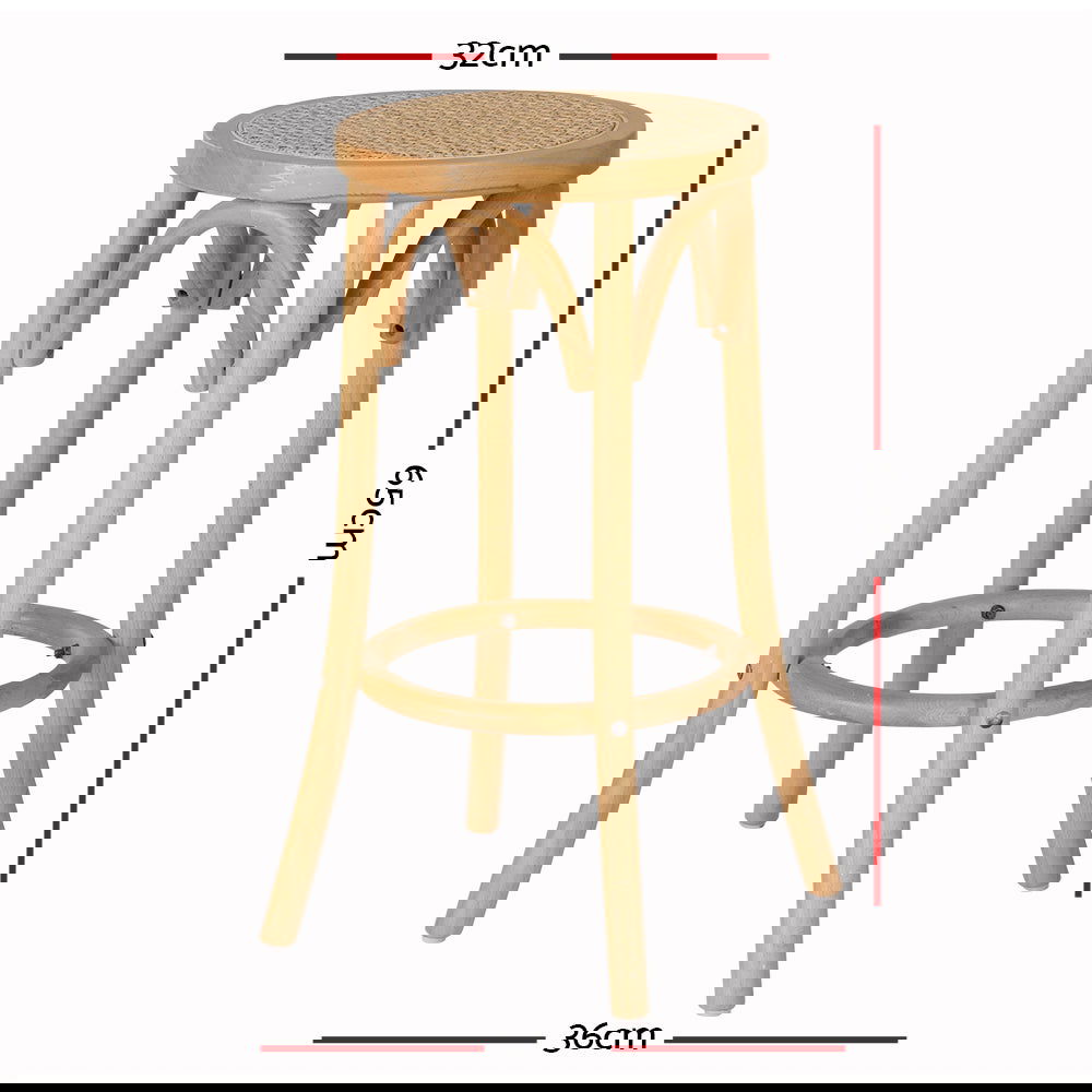 Artiss Bar Stool Rattan Seat Wooden - Cosy Abode