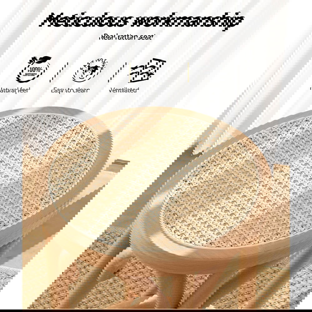 Artiss Bar Stool Rattan Seat Wooden - Cosy Abode