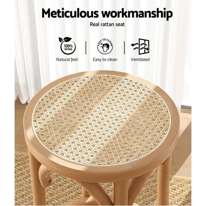 Artiss Bar Stool Rattan Seat Wooden - Cosy Abode