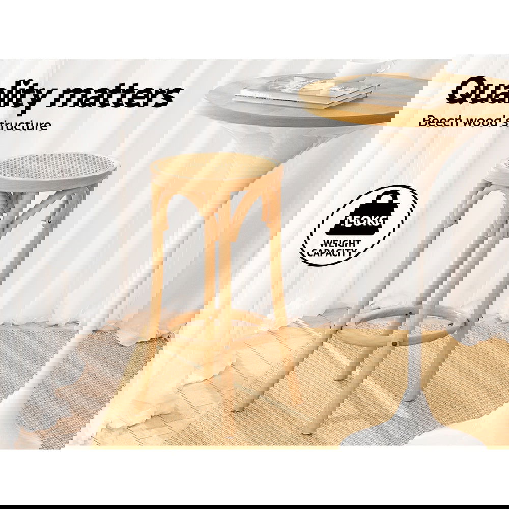 Artiss Bar Stool Rattan Seat Wooden - Cosy Abode