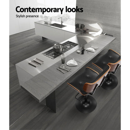 Artiss Bar Stools Gas Lift Leather All Black - Cosy Abode