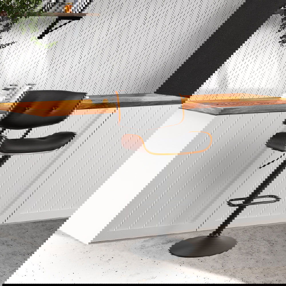 Artiss Bar Stools Gas Lift Leather All Black - Cosy Abode