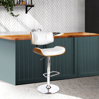 Artiss Bar Stools Gas Lift Leather White - Cosy Abode