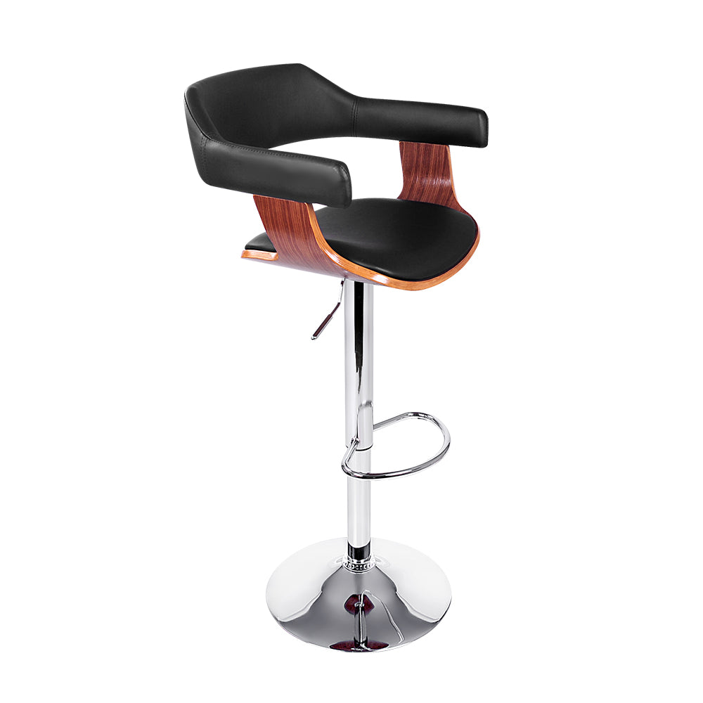 Artiss Bar Stools Gas Lift Leather w/Armrest Black - Cosy Abode