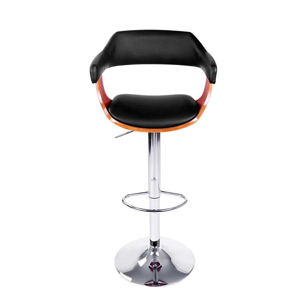 Artiss Bar Stools Gas Lift Leather w/Armrest Black - Cosy Abode