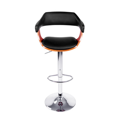 Artiss Bar Stools Gas Lift Leather w/Armrest Black - Cosy Abode