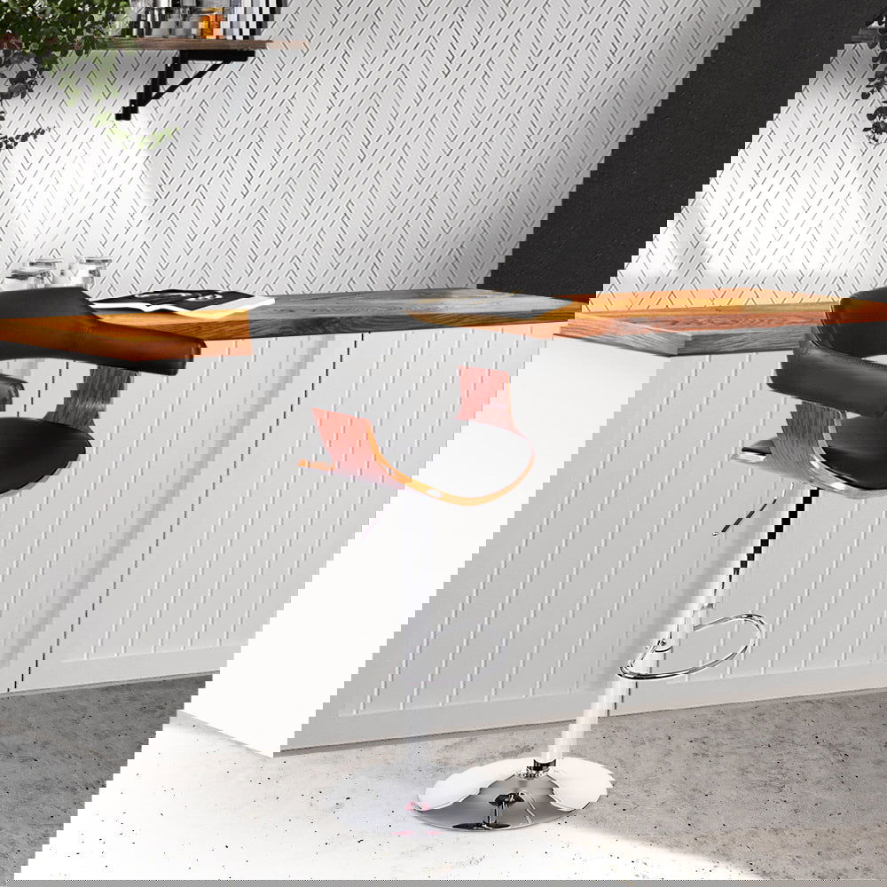 Artiss Bar Stools Gas Lift Leather w/Armrest Black - Cosy Abode