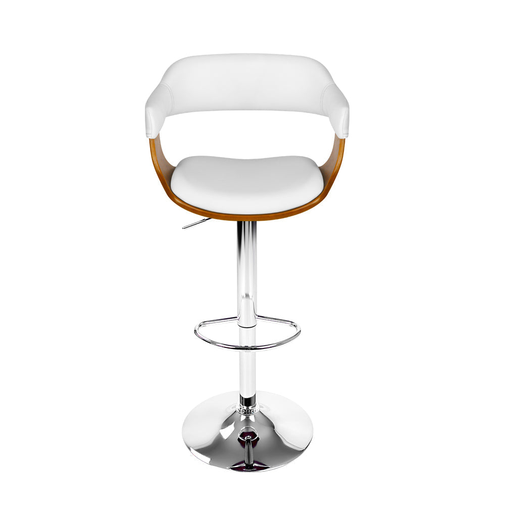 Artiss Bar Stools Gas Lift Leather w/Armrest White - Cosy Abode