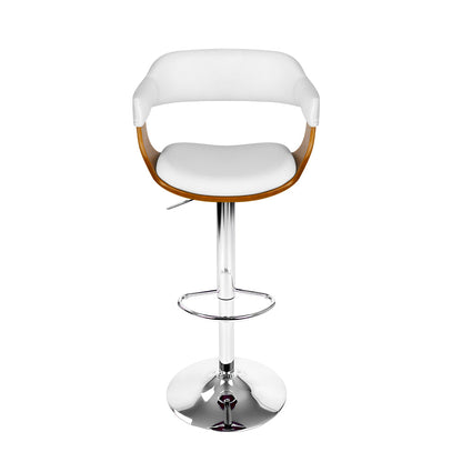 Artiss Bar Stools Gas Lift Leather w/Armrest White - Cosy Abode