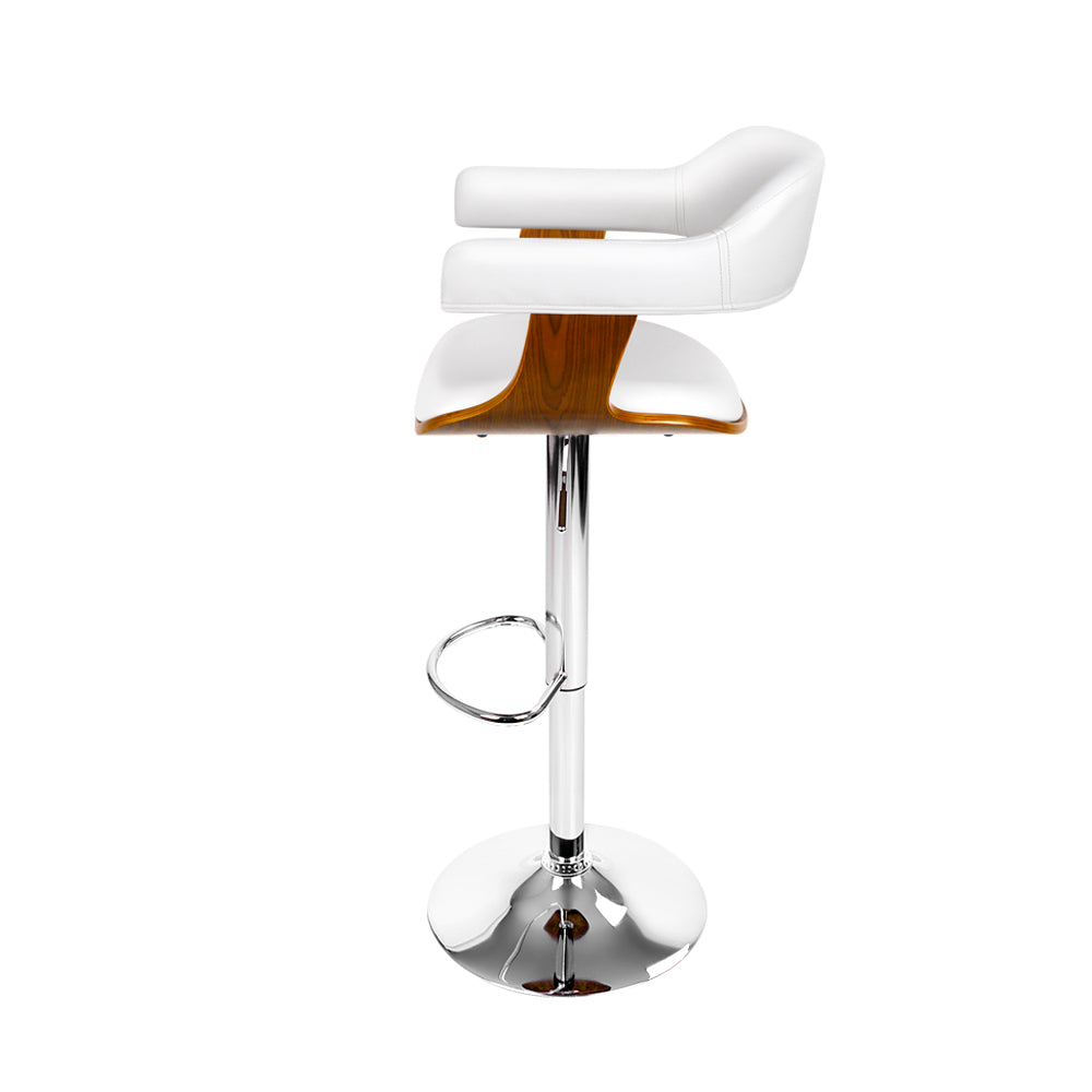 Artiss Bar Stools Gas Lift Leather w/Armrest White - Cosy Abode