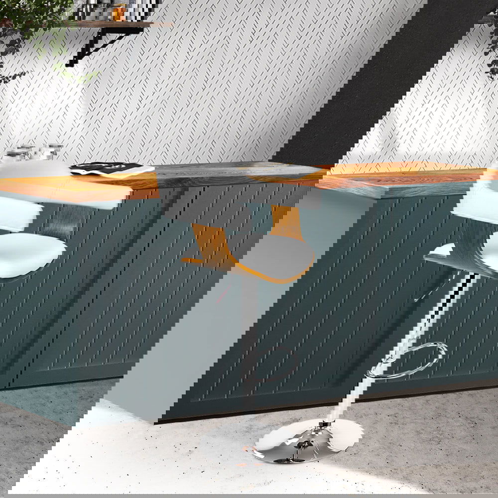 Artiss Bar Stools Gas Lift Leather w/Armrest White - Cosy Abode