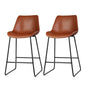 Artiss Bar Stools Kitchen Counter Barstools Leather Metal Chairs Brown x2 - Cosy Abode