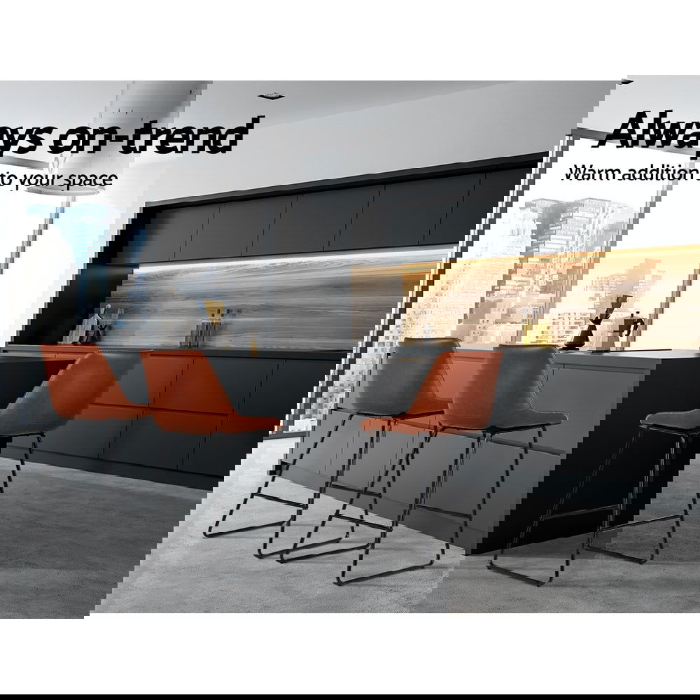 Artiss Bar Stools Kitchen Counter Barstools Leather Metal Chairs Brown x2 - Cosy Abode