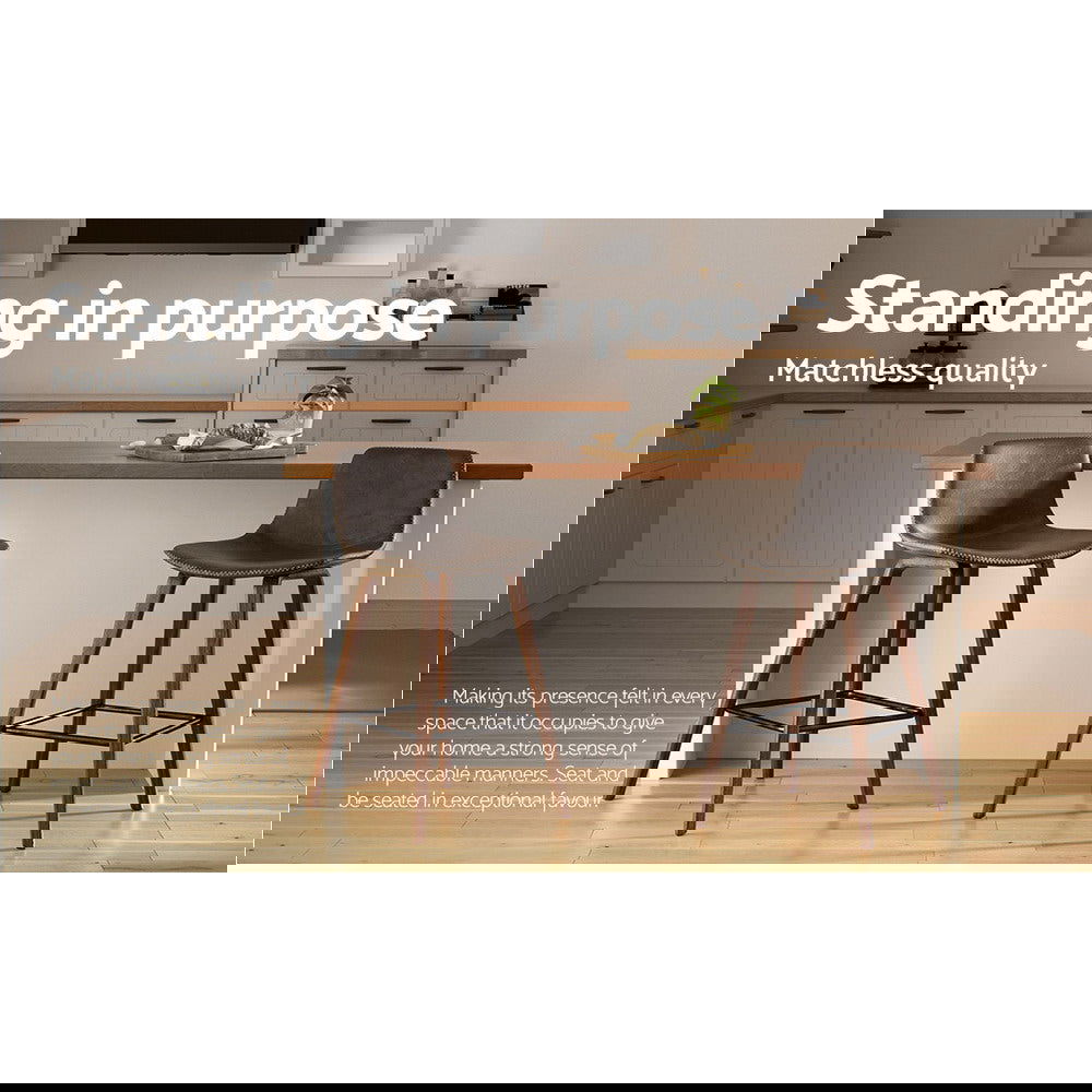 Artiss Bar Stools Kitchen Counter Barstools Leather Wooden Chairs x2 - Cosy Abode