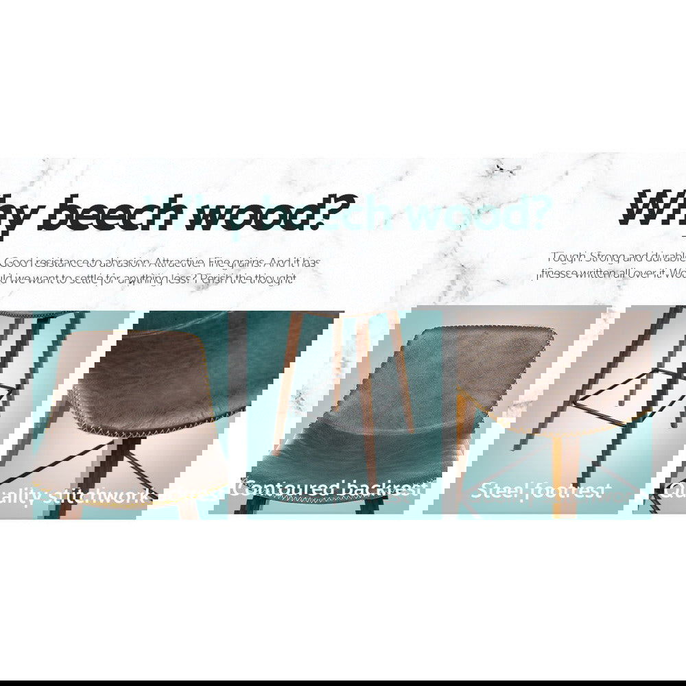 Artiss Bar Stools Kitchen Counter Barstools Leather Wooden Chairs x2 - Cosy Abode