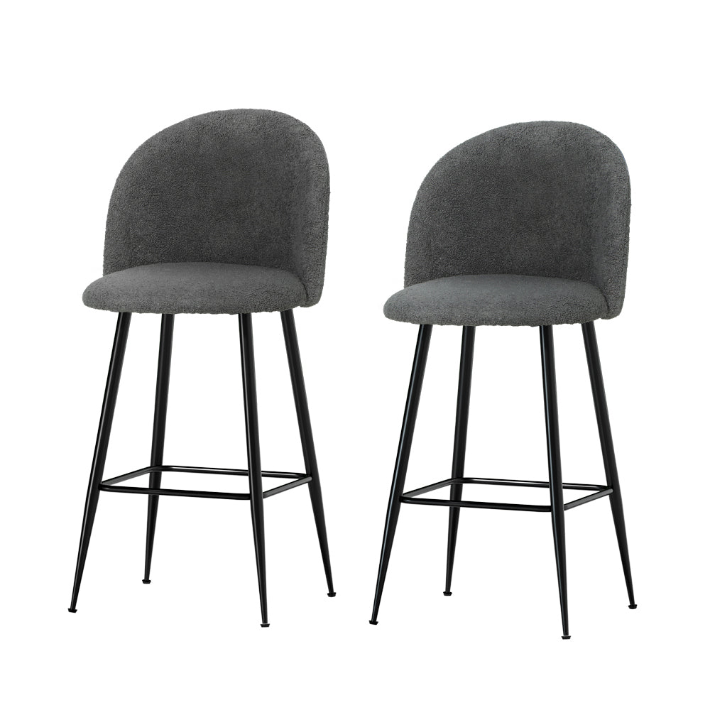 Artiss Bar Stools Kitchen Counter Barstools Sherpa Metal Chairs x2 - Cosy Abode