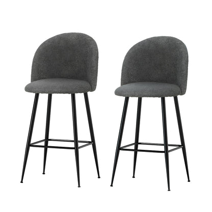 Artiss Bar Stools Kitchen Counter Barstools Sherpa Metal Chairs x2 - Cosy Abode