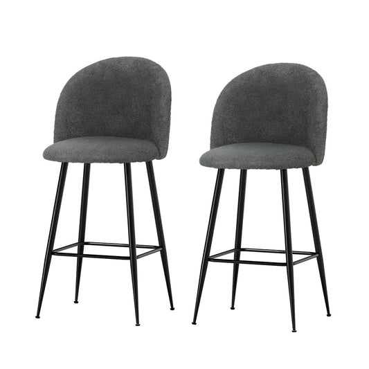 Artiss Bar Stools Kitchen Counter Barstools Sherpa Metal Chairs x2 - Cosy Abode
