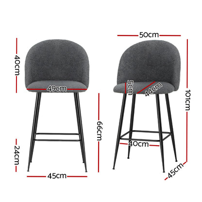 Artiss Bar Stools Kitchen Counter Barstools Sherpa Metal Chairs x2 - Cosy Abode