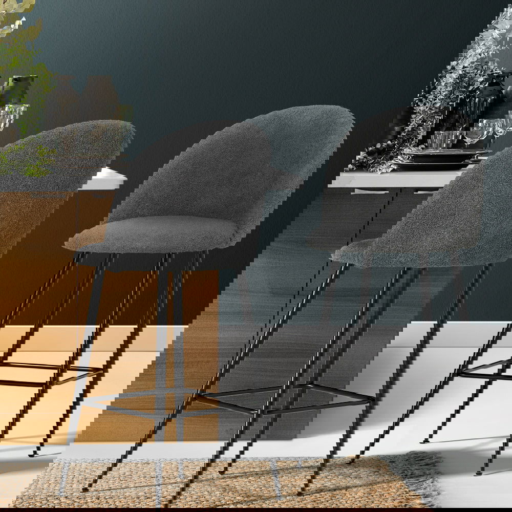 Artiss Bar Stools Kitchen Counter Barstools Sherpa Metal Chairs x2 - Cosy Abode