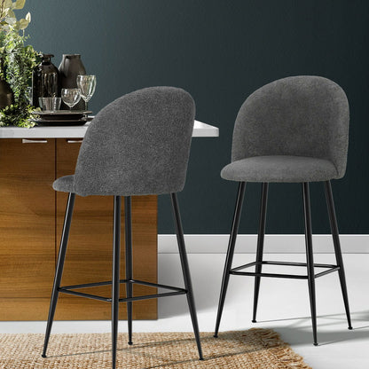 Artiss Bar Stools Kitchen Counter Barstools Sherpa Metal Chairs x2 - Cosy Abode