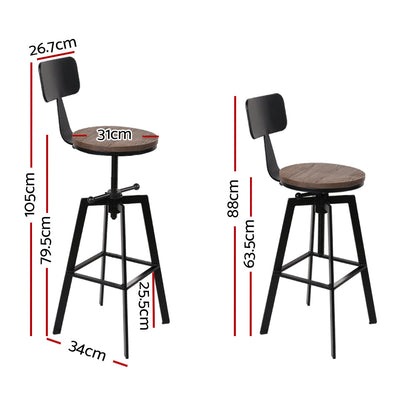 Artiss Bar Stools Kitchen Counter Chairs Vintage Metal Chairs - Cosy Abode