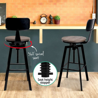 Artiss Bar Stools Kitchen Counter Chairs Vintage Metal Chairs - Cosy Abode