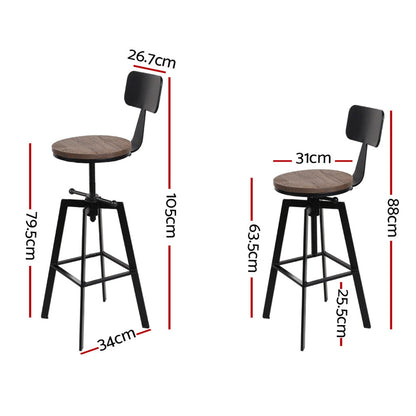Artiss Bar Stools Kitchen Counter Chairs Vintage Metal Chairs x2 - Cosy Abode