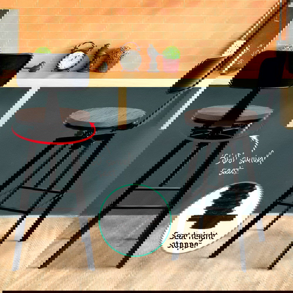 Artiss Bar Stools Kitchen Counter Chairs Vintage Metal Chairs x2 - Cosy Abode