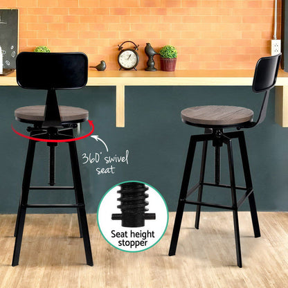 Artiss Bar Stools Kitchen Counter Chairs Vintage Metal Chairs x2 - Cosy Abode