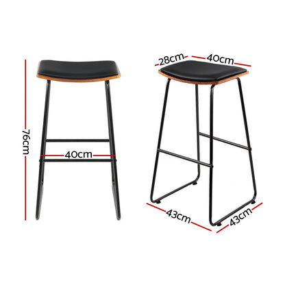 Artiss Bar Stools Kitchen Counter Stools Metal Chairs x2 - Cosy Abode