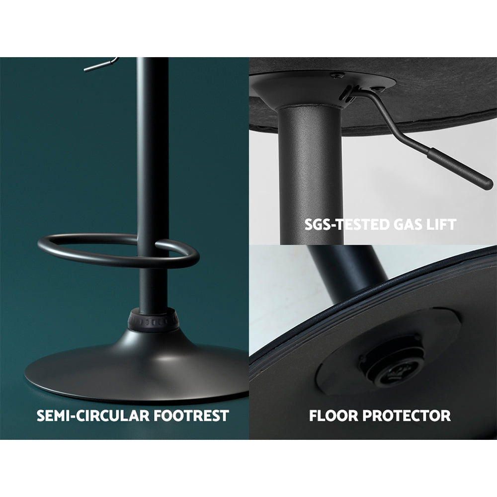 Artiss Bar Stools Kitchen Counter Stools Swivel Gas Lift Vintage Chairs Black x2 - Cosy Abode