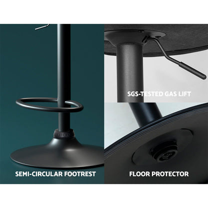 Artiss Bar Stools Kitchen Counter Stools Swivel Gas Lift Vintage Chairs Black x2 - Cosy Abode