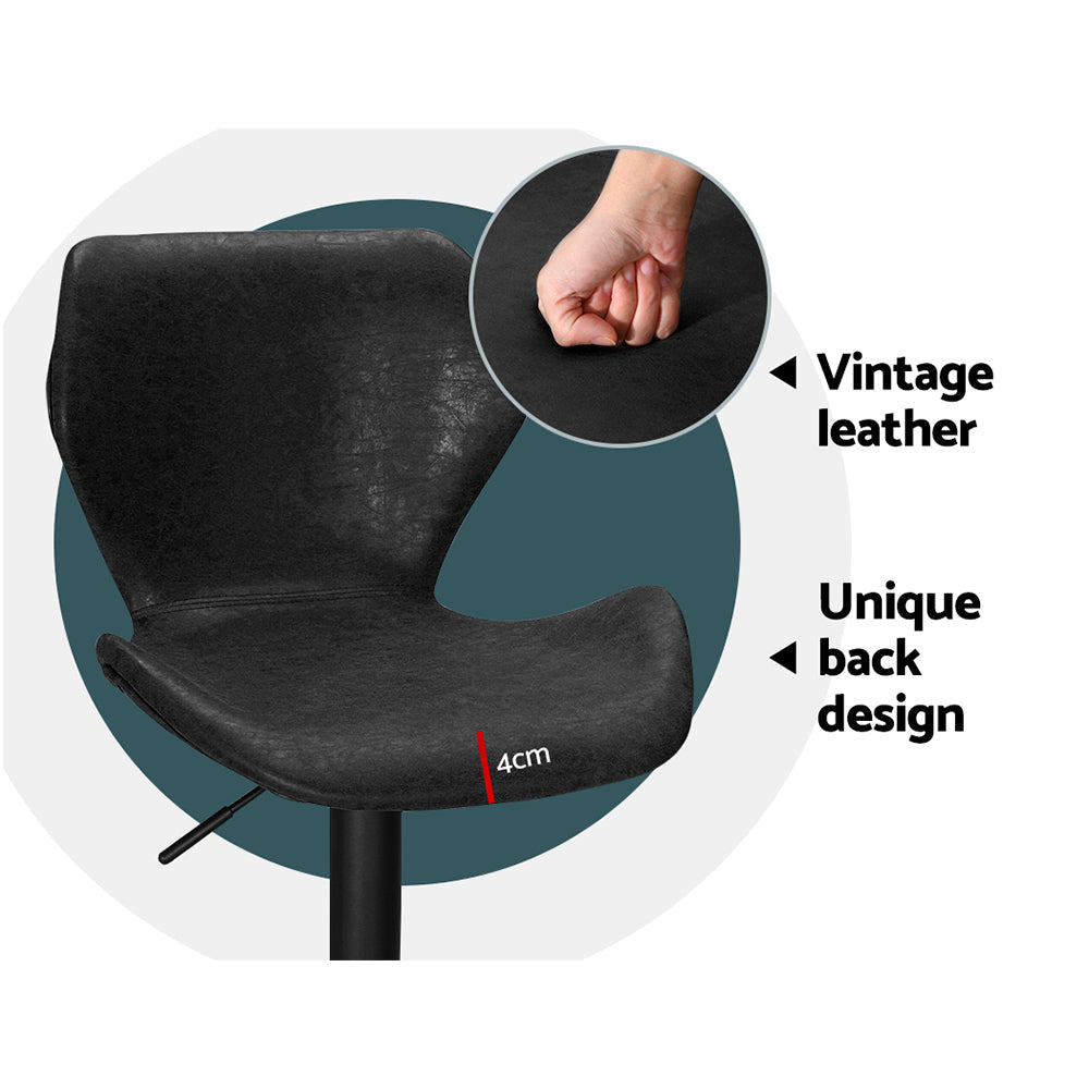 Artiss Bar Stools Kitchen Counter Stools Swivel Gas Lift Vintage Chairs Black x2 - Cosy Abode