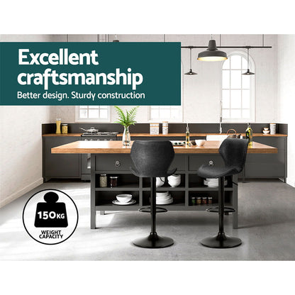 Artiss Bar Stools Kitchen Counter Stools Swivel Gas Lift Vintage Chairs Black x2 - Cosy Abode