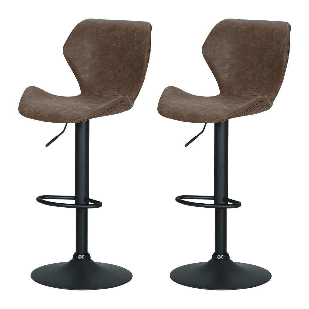 Artiss Bar Stools Kitchen Counter Stools Swivel Gas Lift Vintage Chairs Brown x2 - Cosy Abode