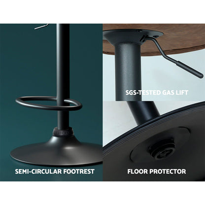 Artiss Bar Stools Kitchen Counter Stools Swivel Gas Lift Vintage Chairs Brown x2 - Cosy Abode