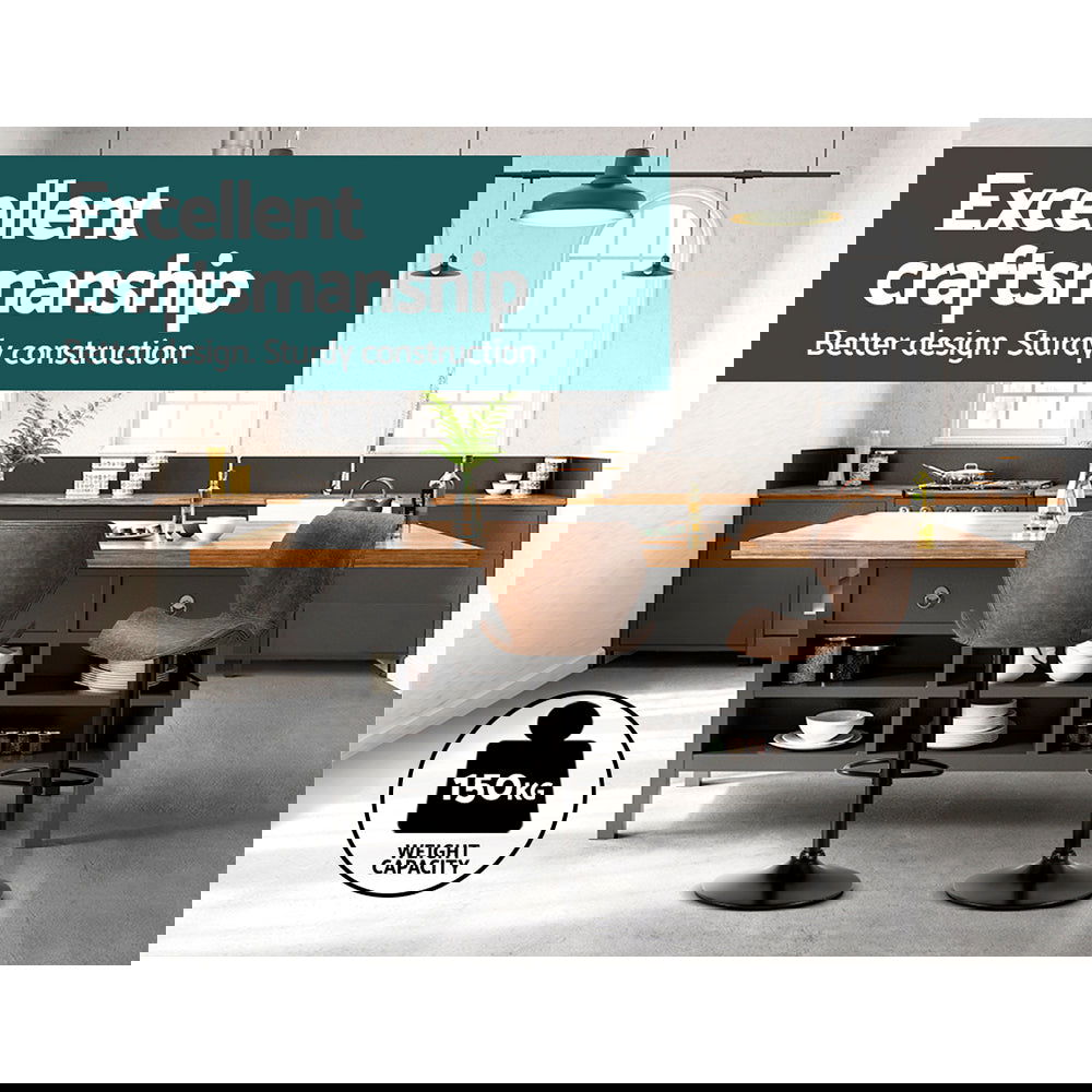 Artiss Bar Stools Kitchen Counter Stools Swivel Gas Lift Vintage Chairs Brown x2 - Cosy Abode