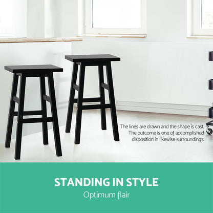 Artiss Bar Stools Kitchen Counter Stools Wooden Chairs Black x2 - Cosy Abode