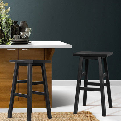 Artiss Bar Stools Kitchen Counter Stools Wooden Chairs Black x2 - Cosy Abode