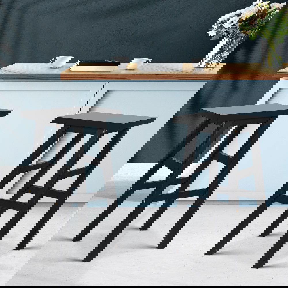 Artiss Bar Stools Kitchen Counter Stools Wooden Chairs Black x2 - Cosy Abode