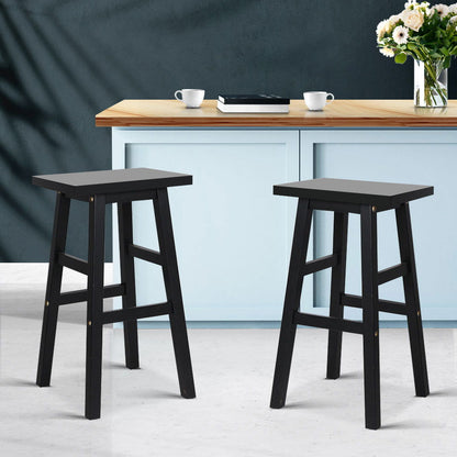 Artiss Bar Stools Kitchen Counter Stools Wooden Chairs Black x2 - Cosy Abode