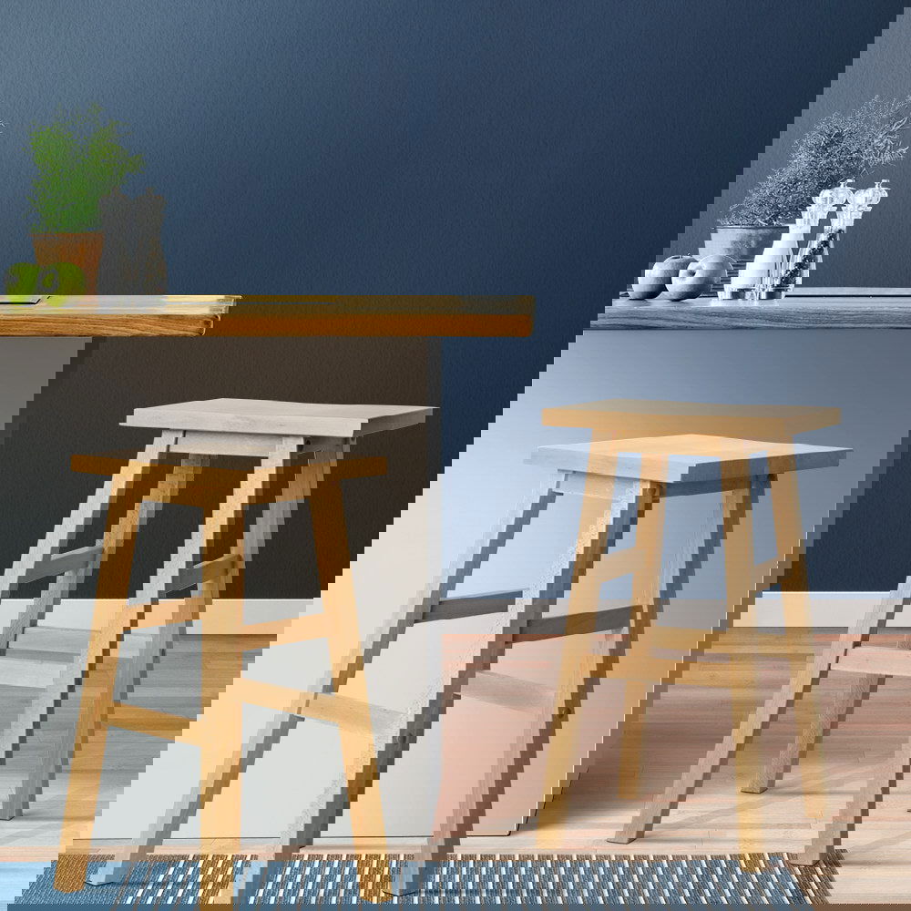 Artiss Bar Stools Kitchen Counter Stools Wooden Chairs Natural x2 - Cosy Abode