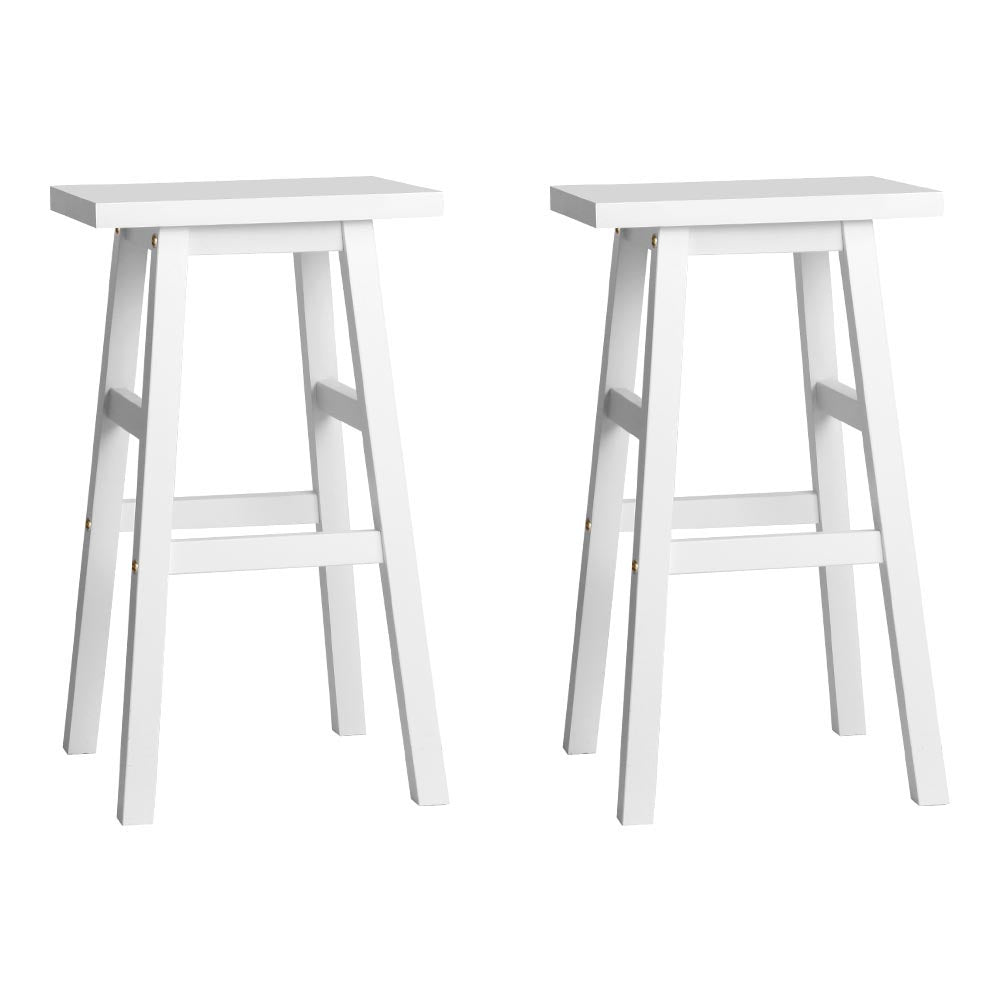 Artiss Bar Stools Kitchen Counter Stools Wooden Chairs White x2 - Cosy Abode