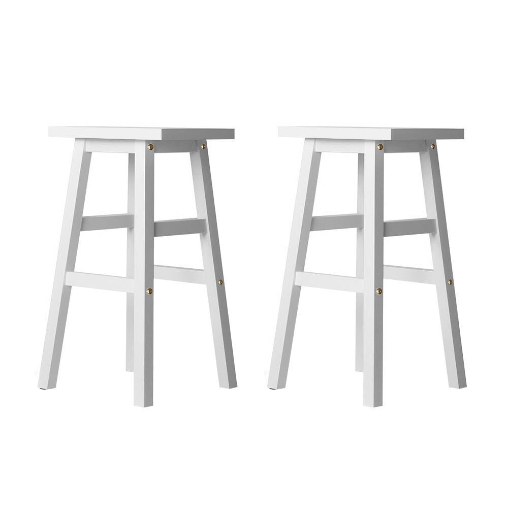 Artiss Bar Stools Kitchen Counter Stools Wooden Chairs White x2 - Cosy Abode