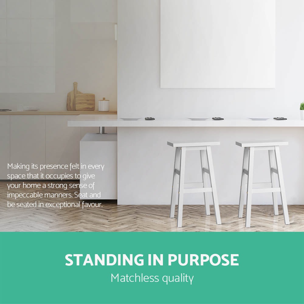 Artiss Bar Stools Kitchen Counter Stools Wooden Chairs White x2 - Cosy Abode