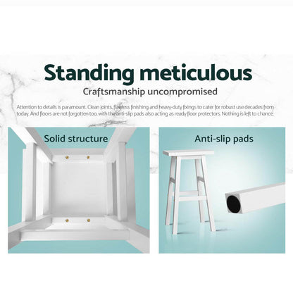 Artiss Bar Stools Kitchen Counter Stools Wooden Chairs White x2 - Cosy Abode