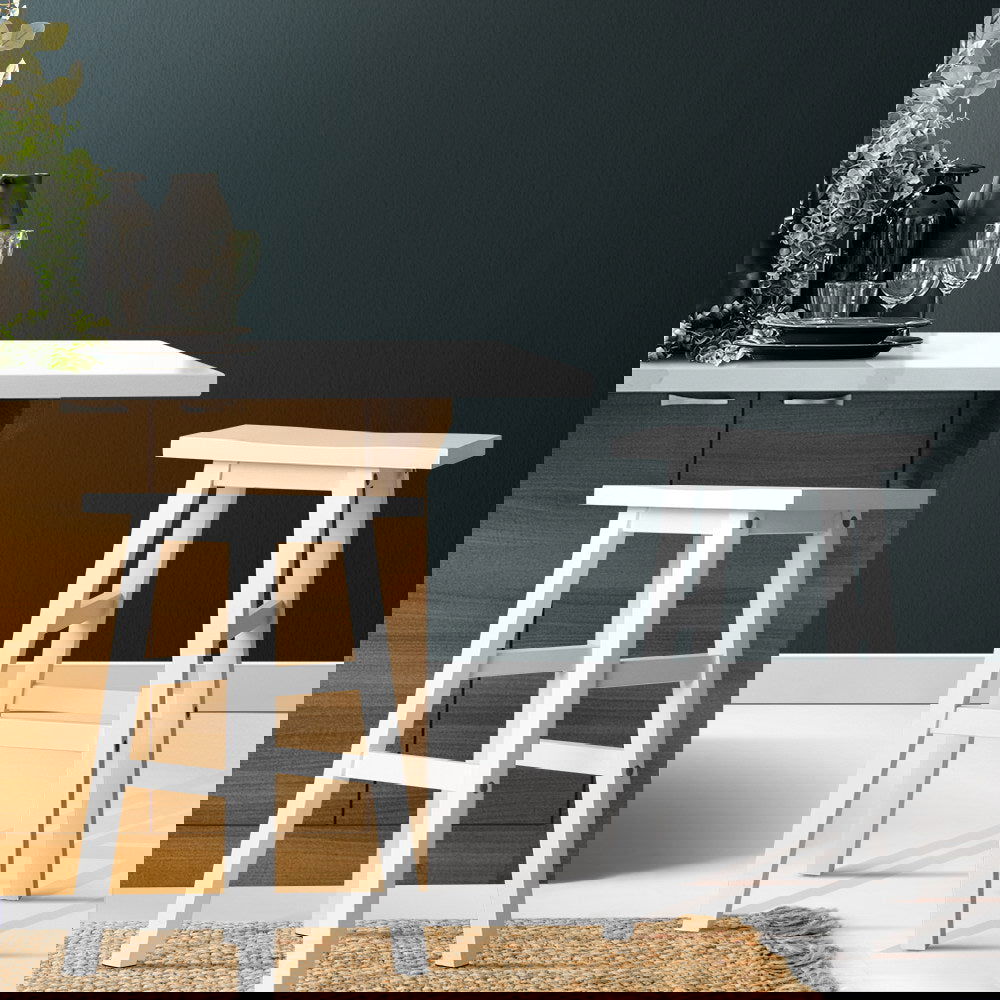 Artiss Bar Stools Kitchen Counter Stools Wooden Chairs White x2 - Cosy Abode